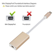 USB-C / Type-C 3.1 Male to Mini DP Female HD Converter, Length: 12cm(Gold)