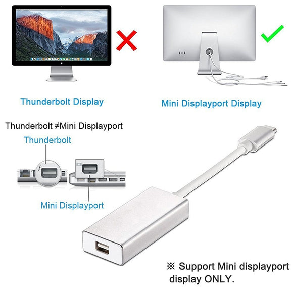 USB-C / Type-C 3.1 Male to Mini DP Female HD Converter, Length: 12cm(Gold)