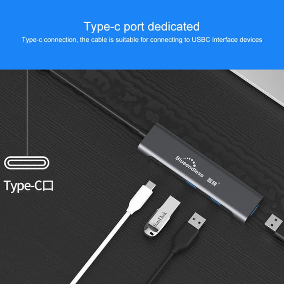 Blueendless 4 In 1 Multi-function Type-C / USB-C to HDMI + PD + Dual USB 3.0 HUB Expansion Dock