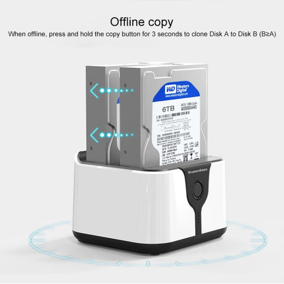 Blueendless 2.5 / 3.5 inch SATA USB 3.0 2 Bay Hard Drive Dock (UK Plug)