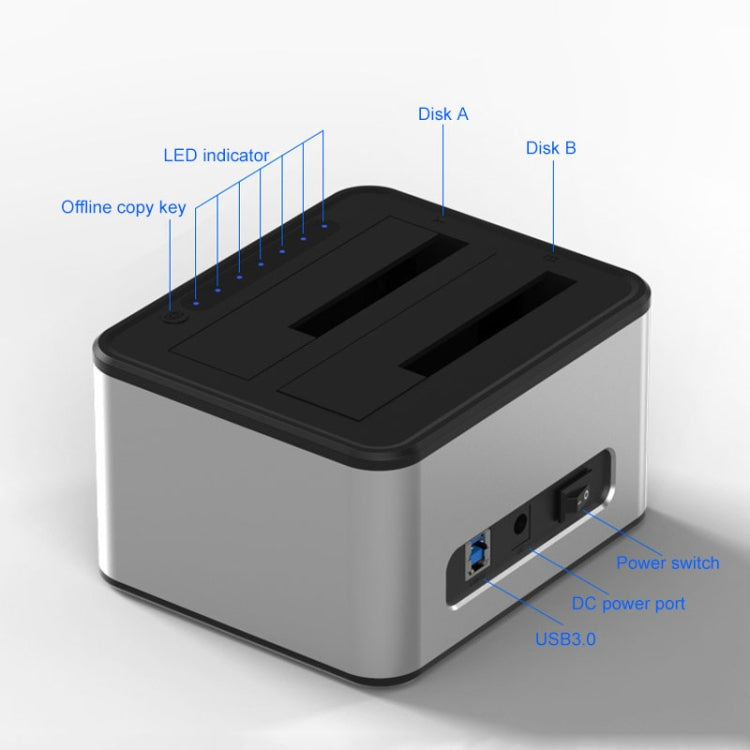 Blueendless 2.5 / 3.5 inch SATA USB 3.0 2 Bay Offline Copy Hard Drive Dock (US Plug)