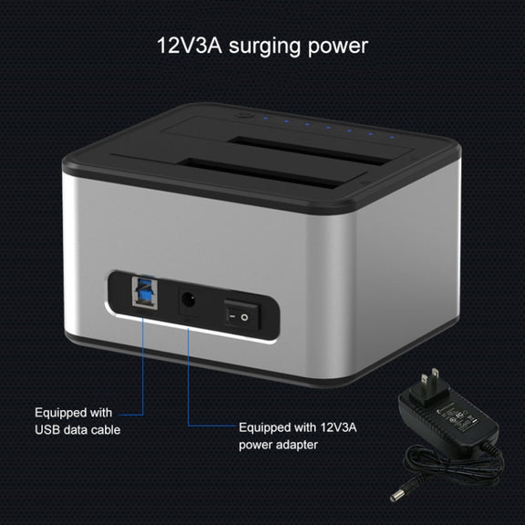 Blueendless 2.5 / 3.5 inch SATA USB 3.0 2 Bay Offline Copy Hard Drive Dock (US Plug)
