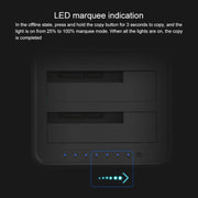 Blueendless 2.5 / 3.5 inch SATA USB 3.0 2 Bay Offline Copy Hard Drive Dock (US Plug)