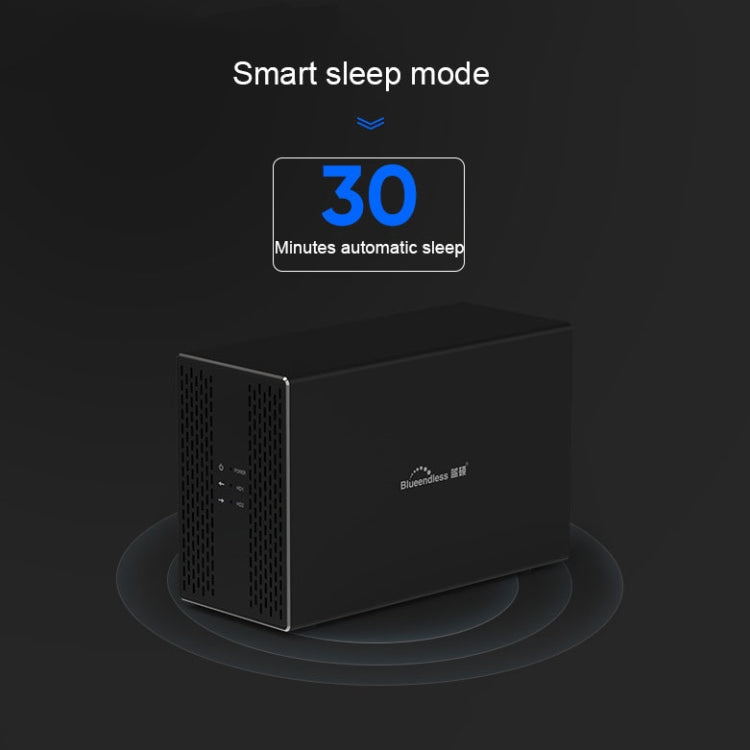 Blueendless Type-C / USB-C Interface 3.5 inch 2 Bay RAID Combination Array HDD External Enclosure (AU Plug)