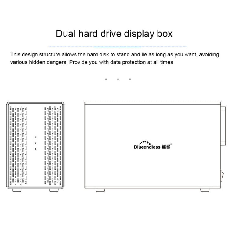 Blueendless Type-C / USB-C Interface 3.5 inch 2 Bay RAID Combination Array HDD External Enclosure (UK Plug)