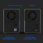 Blueendless Type-C / USB-C Interface 3.5 inch 2 Bay RAID Combination Array HDD External Enclosure (US Plug)