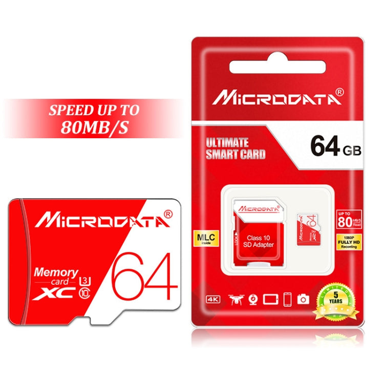 MICRODATA 64GB High Speed U3 Red and White TF(Micro SD) Memory Card - free shipping - PMC Jewellery - Order now!