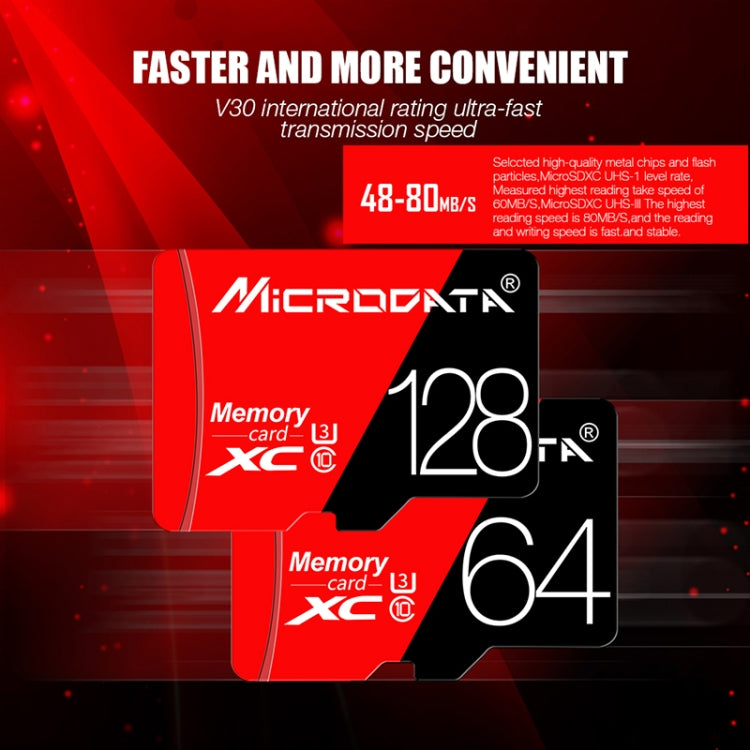 MICRODATA 64GB High Speed U3 Red and Black TF(Micro SD) Memory Card - free shipping - PMC Jewellery - Order now!