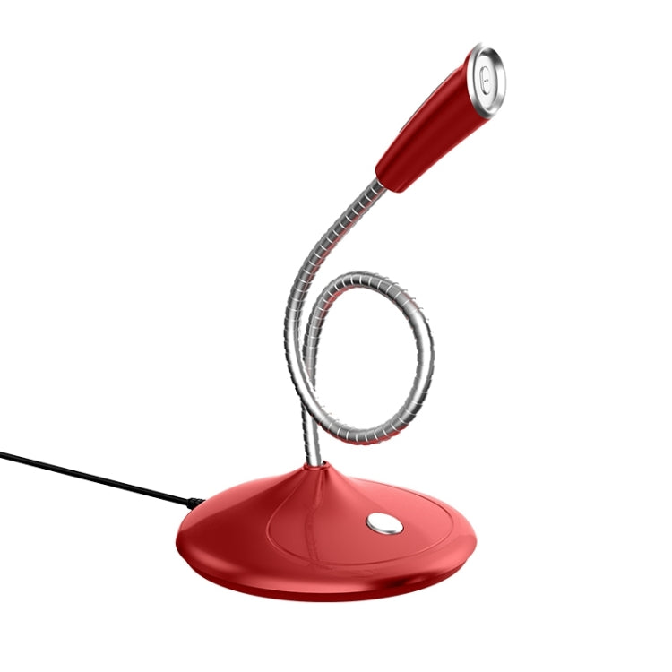 BK Desktop Gooseneck Adjustable USB Wired Audio Microphone, Built-in Sound Card, Compatible with PC / Mac for Live Broadcast, Show, KTV, etc.(Red) - Microphone by PMC TechLife | Online Shopping South Africa | PMC TechLife | Buy Now Pay Later Mobicred