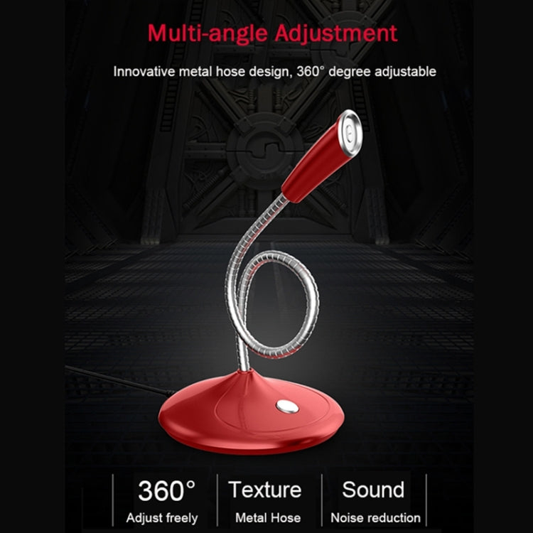 BK Desktop Gooseneck Adjustable USB Wired Audio Microphone, Built-in Sound Card, Compatible with PC / Mac for Live Broadcast, Show, KTV, etc.(Red) - Microphone by PMC TechLife | Online Shopping South Africa | PMC TechLife | Buy Now Pay Later Mobicred