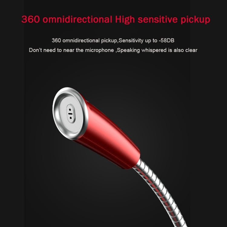 BK Desktop Gooseneck Adjustable USB Wired Audio Microphone, Built-in Sound Card, Compatible with PC / Mac for Live Broadcast, Show, KTV, etc.(Red) - Microphone by PMC TechLife | Online Shopping South Africa | PMC TechLife | Buy Now Pay Later Mobicred