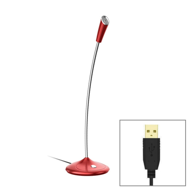BK Desktop Gooseneck Adjustable USB Wired Audio Microphone, Built-in Sound Card, Compatible with PC / Mac for Live Broadcast, Show, KTV, etc.(Red)