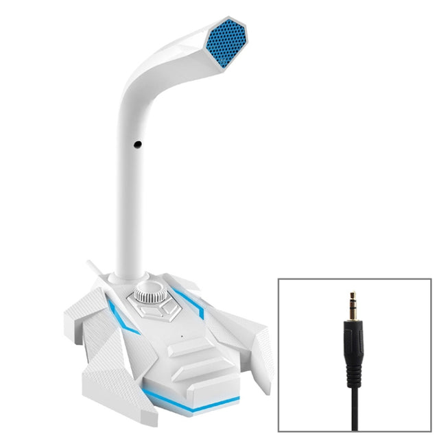 GK Desktop 3.5mm Wired Dual Mic Condenser Microphone, Compatible with PC / Mac for Live Broadcast, Show, KTV, etc.(White)