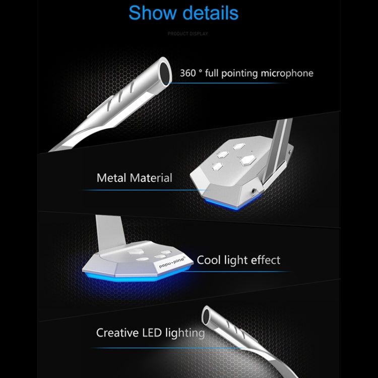 K3 Desktop Omnidirectional USB Wired Dual Mic Condenser Microphone with LED Night Light, Compatible with PC / Mac for Live Broadcast, Show, KTV, etc(Silver) - Microphone by PMC TechLife | Online Shopping South Africa | PMC TechLife | Buy Now Pay Later Mobicred