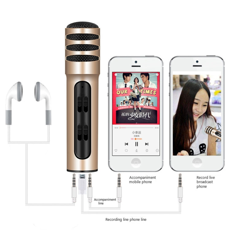 BGN-C7 Condenser Microphone Dual Mobile Phone Karaoke Live Singing Microphone Built-in Sound Card(Gold) - Microphone by PMC TechLife | Online Shopping South Africa | PMC TechLife | Buy Now Pay Later Mobicred