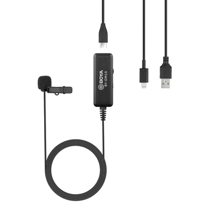 BOYA BY-DM10 USB / 8 Pin Plug Broadcast Lavalier Microphone with Windscreen, Cable Length: 6m(Black) - free shipping - PMC Jewellery - Order now!