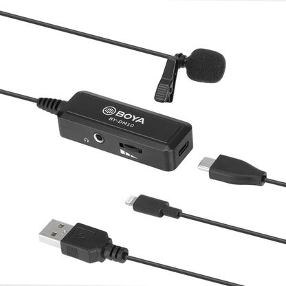 BOYA BY-DM10 USB / 8 Pin Plug Broadcast Lavalier Microphone with Windscreen, Cable Length: 6m(Black) - free shipping - PMC Jewellery - Order now!