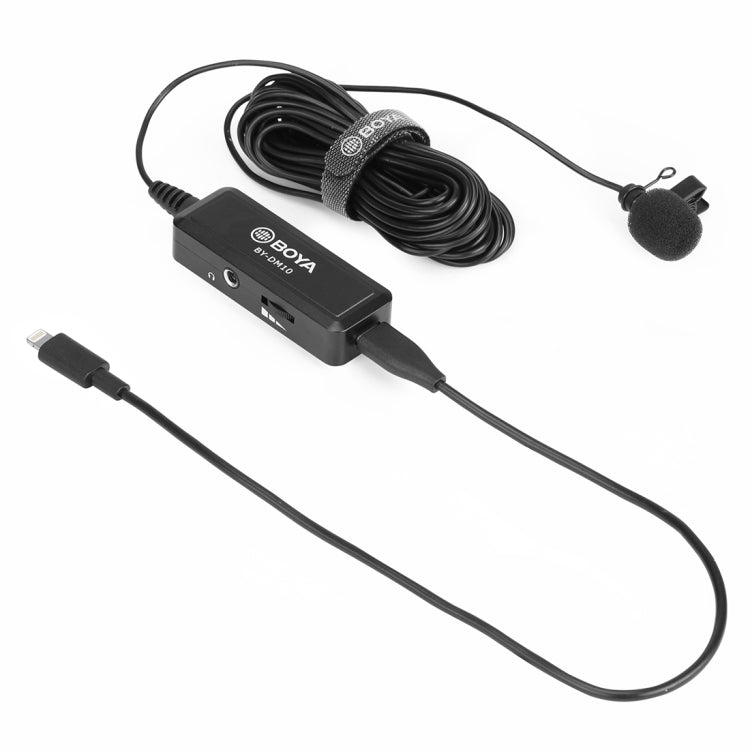 BOYA BY-DM10 USB / 8 Pin Plug Broadcast Lavalier Microphone with Windscreen, Cable Length: 6m(Black) - free shipping - PMC Jewellery - Order now!