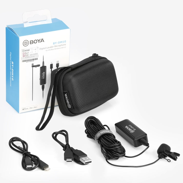 BOYA BY-DM10 USB / 8 Pin Plug Broadcast Lavalier Microphone with Windscreen, Cable Length: 6m(Black) - free shipping - PMC Jewellery - Order now!