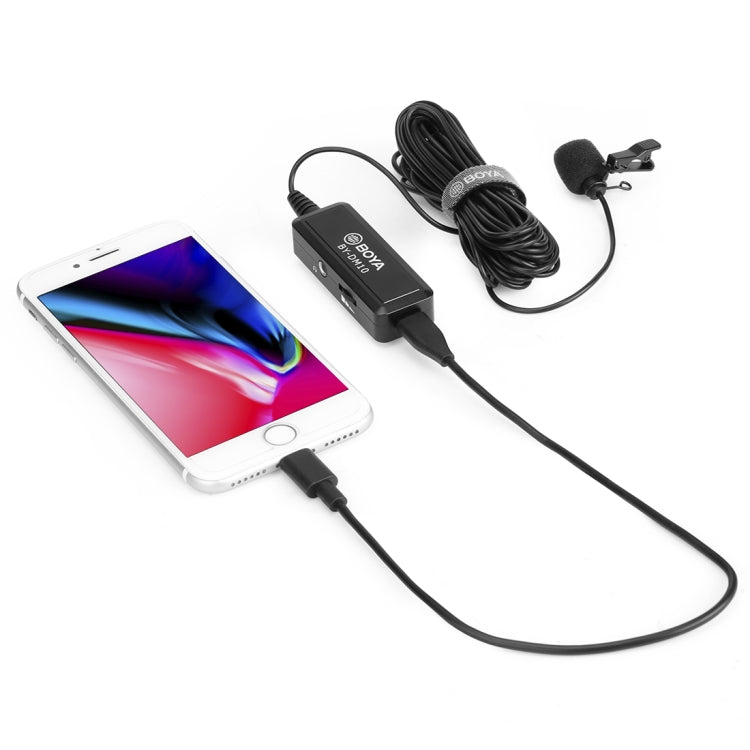 BOYA BY-DM10 USB / 8 Pin Plug Broadcast Lavalier Microphone with Windscreen, Cable Length: 6m(Black) - free shipping - PMC Jewellery - Order now!