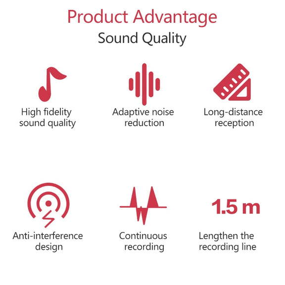 YICHUANG YC-LM10II 8 Pin Port Intelligent Noise Reduction Condenser Lavalier Microphone, Cable Length: 1.5m