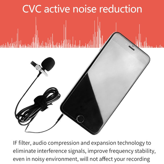 YICHUANG YC-LM10II 8 Pin Port Intelligent Noise Reduction Condenser Lavalier Microphone, Cable Length: 1.5m