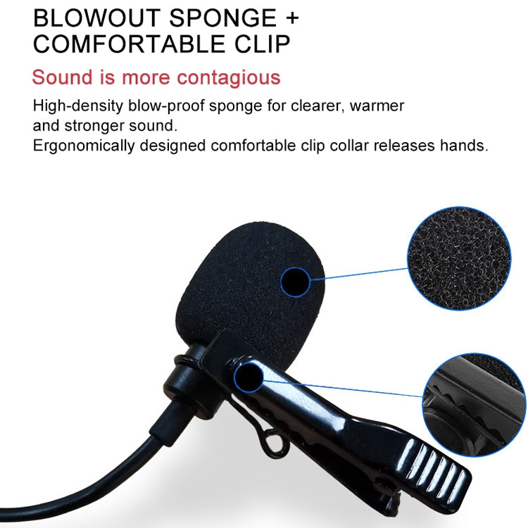 YICHUANG YC-VM20 3.5mm Port Video Recording Omnidirectional Lavalier Microphone, Cable Length: 6m