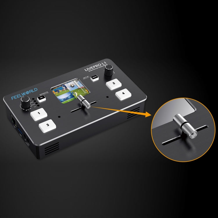 FEELWORLD LIVEPRO L1 Multi-camera Media Live Broadcast 4-Channel Live Production Switcher with 2.0 inch TFT Screen - Live Sound Effects Processors by FEELWORLD | Online Shopping South Africa | PMc TechLife | Buy Now Pay Later Mobicred