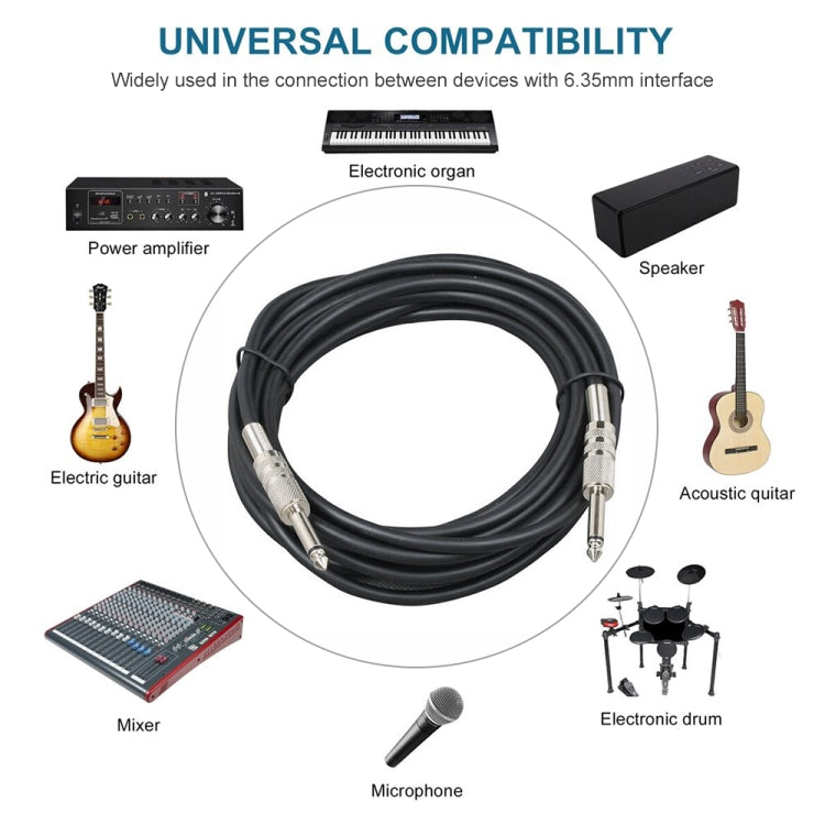 10m  1/4 inch (6.35mm) Male to Male Shielded Jack Mono Plugs Audio Patch Cable - Microphone Audio Cable & Connector by PMC TechLife | Online Shopping South Africa | PMC TechLife | Buy Now Pay Later Mobicred