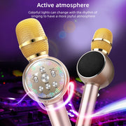 K2 Bluetooth 5.0 Karaoke Live Colorful Lights Wireless Bluetooth Microphone (Grey)
