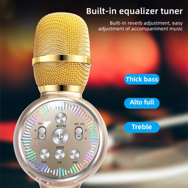 K2 Bluetooth 5.0 Karaoke Live Colorful Lights Wireless Bluetooth Microphone (Grey)