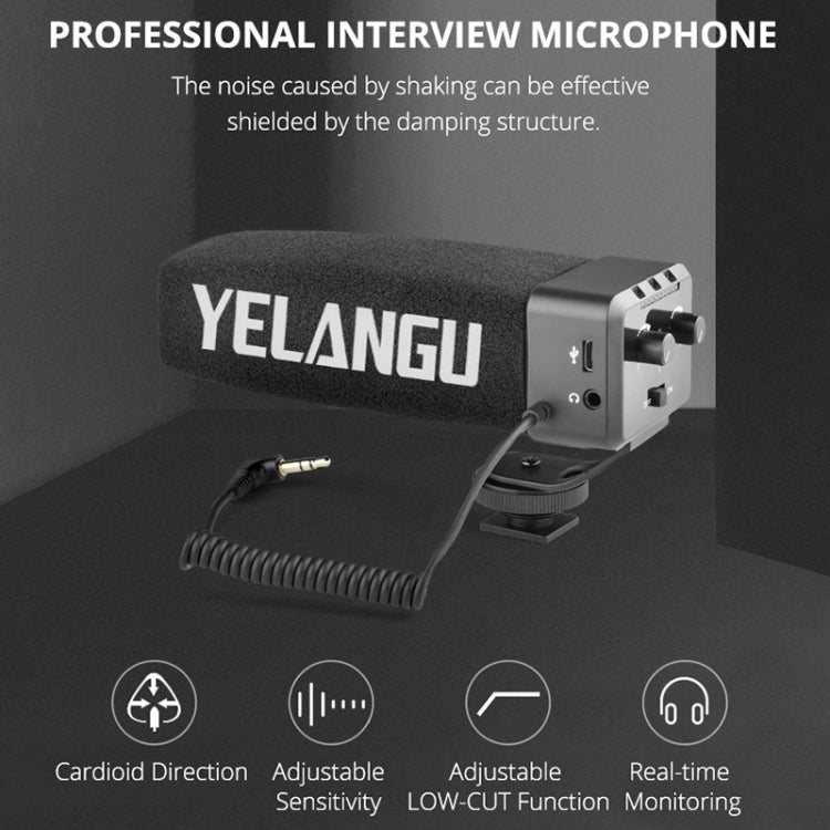 YELANG MIC09 Shotgun Gain Condenser Broadcast Microphone with Windshield for Canon / Nikon / Sony DSLR Cameras, Smartphones(Black) - free shipping - PMC Jewellery - Order now!