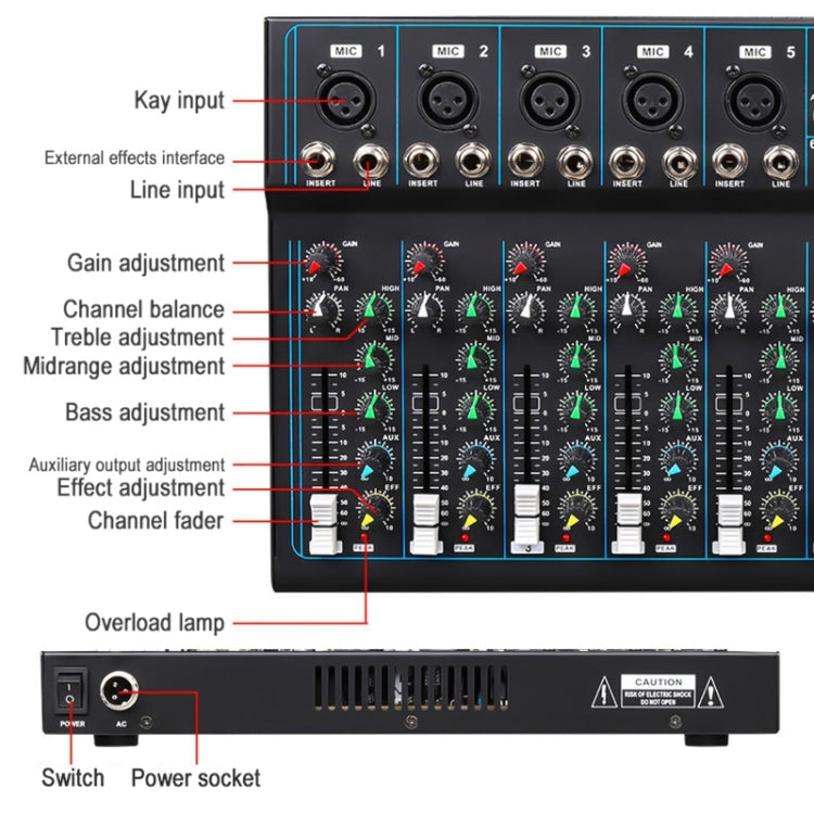 F7 Home 7-channel Bluetooth USB Reverb Mixer, EU Plug(Black) - free shipping - PMC Jewellery - Order now!