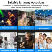 TEYUN NA4 4-channel Small Mixing Console Mobile Phone Sound Card Live Broadcast Computer Recording Console Processor, EU Plug(Black)