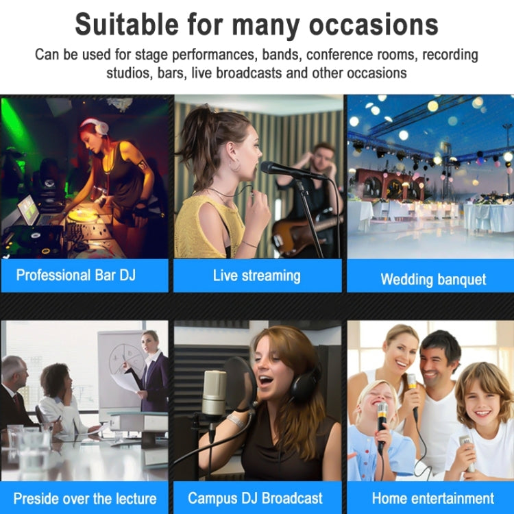 TEYUN NA6 6-channel Small Mixing Console Mobile Phone Sound Card Live Broadcast Computer Recording Console Processor, US Plug(Black)