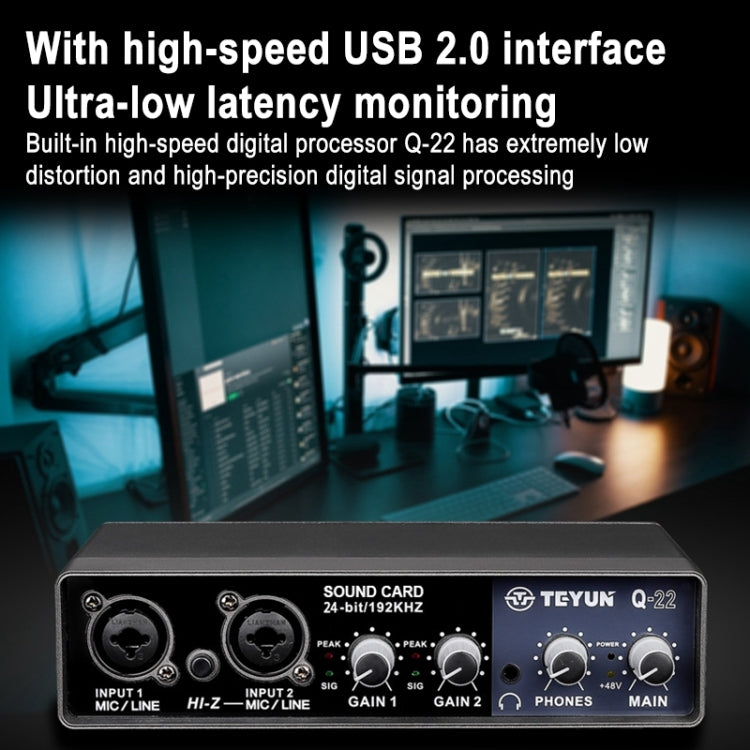TEYUN Q-22 USB Computer Free Srive Microphone External Sound Card(Black) - free shipping - PMC Jewellery - Order now!