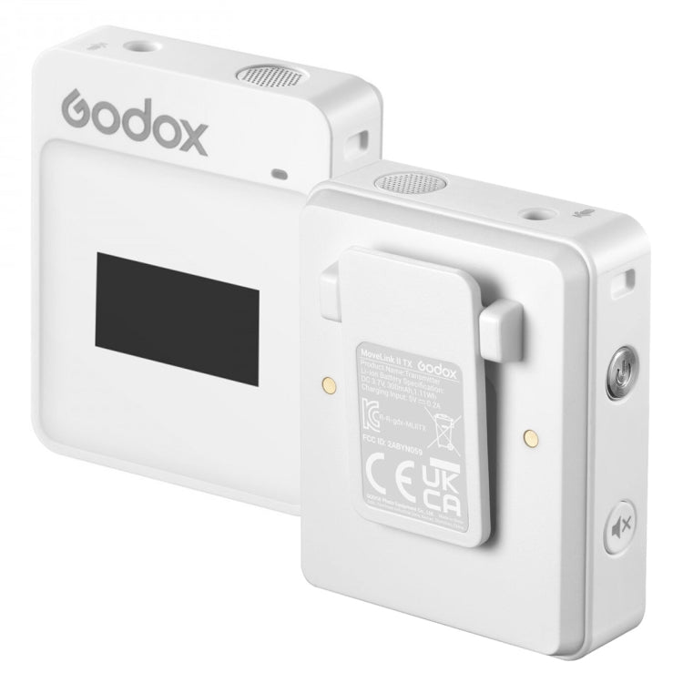 Godox MoveLink II M1 Wireless Lavalier Microphone System with Transmitters and Receiver for DSLR Cameras and Camcorders (White) - free shipping - PMC Jewellery - Order now!