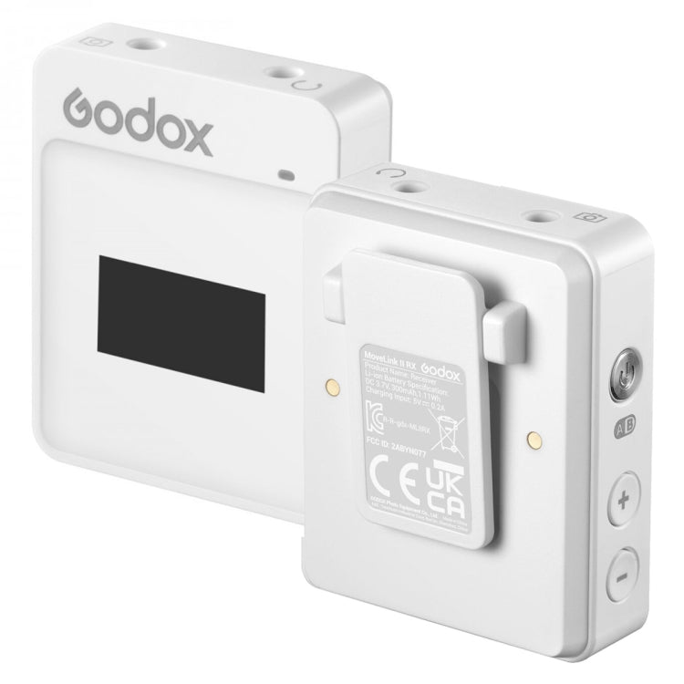 Godox MoveLink II M2 Wireless Lavalier Microphone System with 2 Transmitters and 1 Receiver for DSLR Cameras and Camcorders (White) - free shipping - PMC Jewellery - Order now!