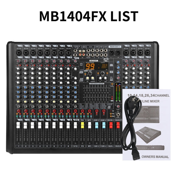 XTUGA B1404FX 14 Channels Bluetooth Audio Mixer Digital DJ Controller Sound Mixing Console (UK Plug)