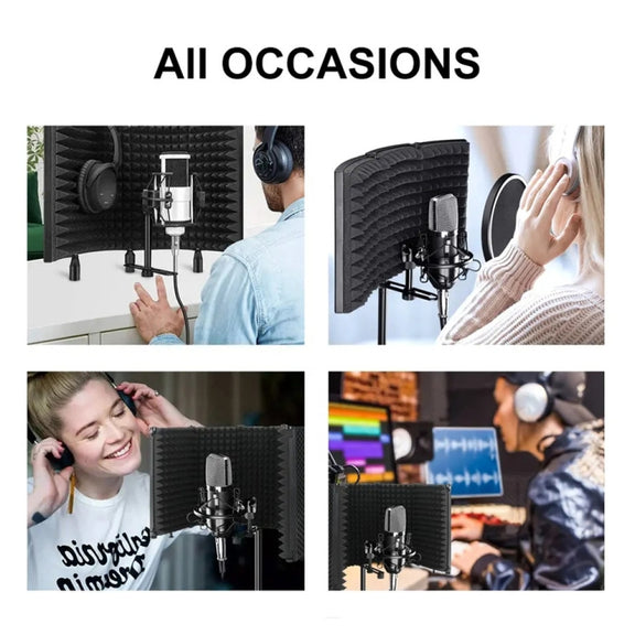 XTUGA P75 Foldable Recording Microphone Isolation Shield