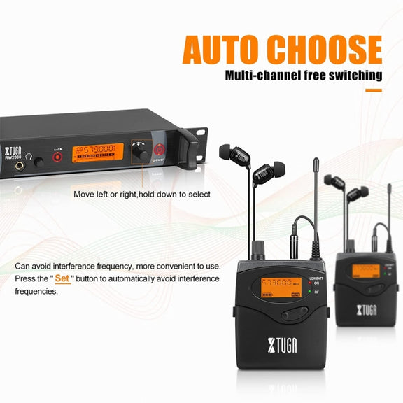 XTUGA RW2080 902-928MHz UHF Wireless Stage Singer In-Ear Monitor System Single BodyPack Receiver (Black)