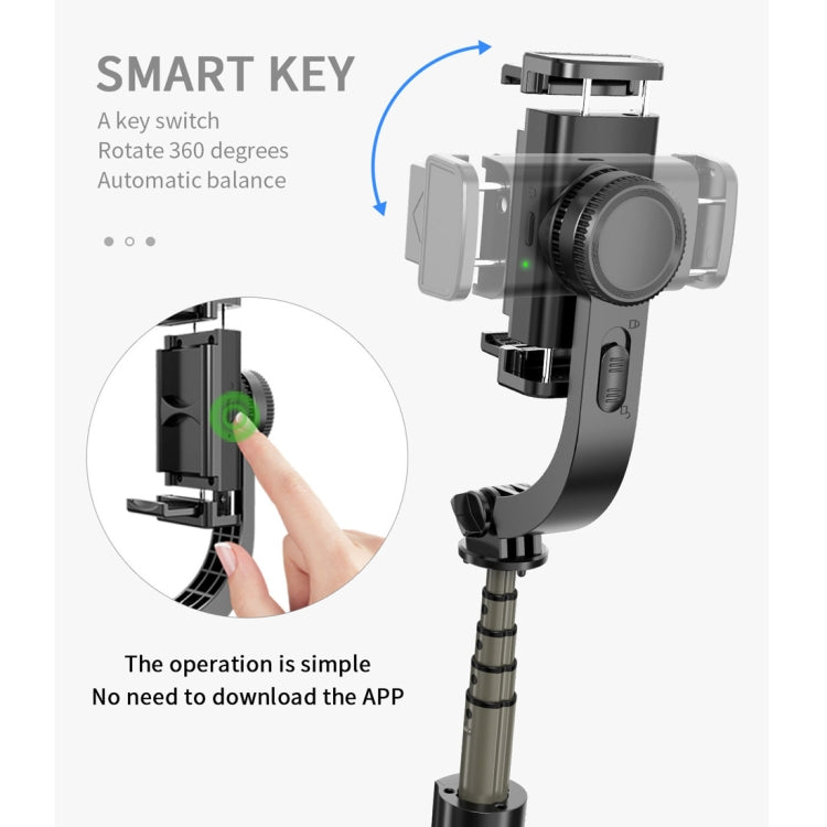 L08 Adjustable Gimbal Stabilize Bluetooth Self-timer Pole Tripod Selfie Stick (Black)