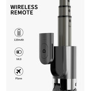 L08 Adjustable Gimbal Stabilize Bluetooth Self-timer Pole Tripod Selfie Stick (Black)