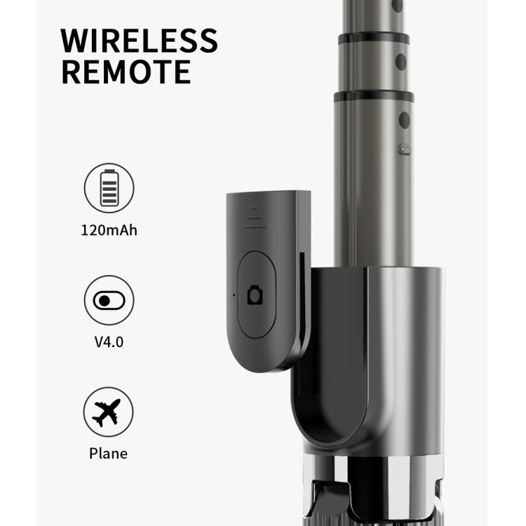 L08 Adjustable Gimbal Stabilize Bluetooth Self-timer Pole Tripod Selfie Stick (Black)
