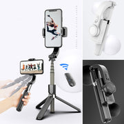 L08 Adjustable Gimbal Stabilize Bluetooth Self-timer Pole Tripod Selfie Stick(White)