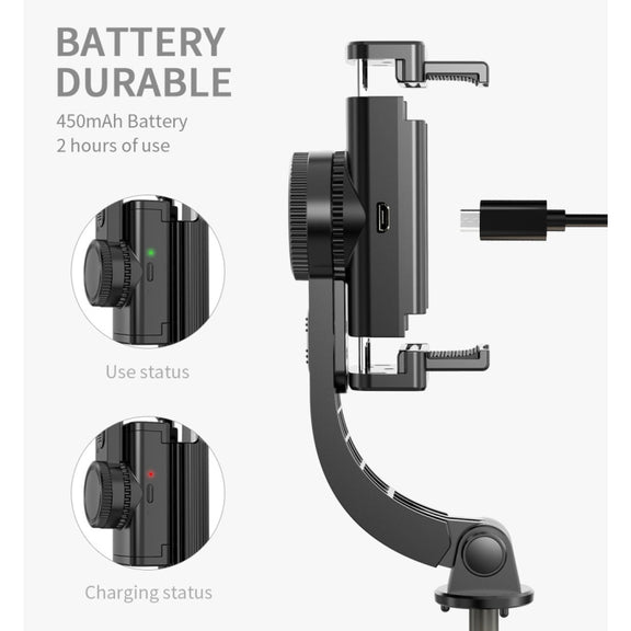 L08 Adjustable Gimbal Stabilize Bluetooth Self-timer Pole Tripod Selfie Stick(White)