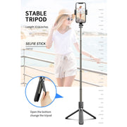 L08 Adjustable Gimbal Stabilize Bluetooth Self-timer Pole Tripod Selfie Stick(White)