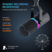 FEELWORLD PM1-AS XLR/USB Dynamic Microphone for Podcasting Recording Gaming Live Streaming with Boom Arm (Black)