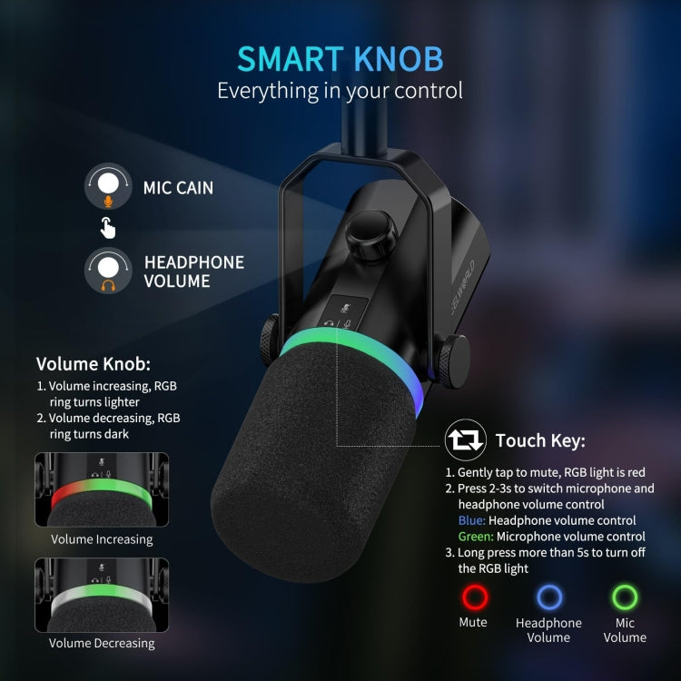 FEELWORLD PM1-AS XLR/USB Dynamic Microphone for Podcasting Recording Gaming Live Streaming with Boom Arm (Black) - free shipping - PMC TechLife - Order now!