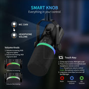 FEELWORLD PM1-AS XLR/USB Dynamic Microphone for Podcasting Recording Gaming Live Streaming with Boom Arm (Black)